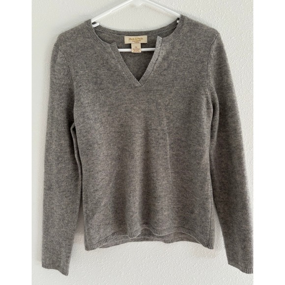 Peck & Peck Sweater Womens PM Gray‎ Cashmere Quiet Luxury Preppy Old Money - Picture 1 of 7
